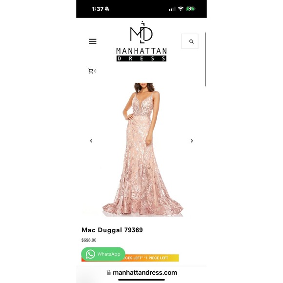 Mac Duggal Women's Plunging Neck Embroidered Gown Dress Size 14 NWT - Picture 4 of 12